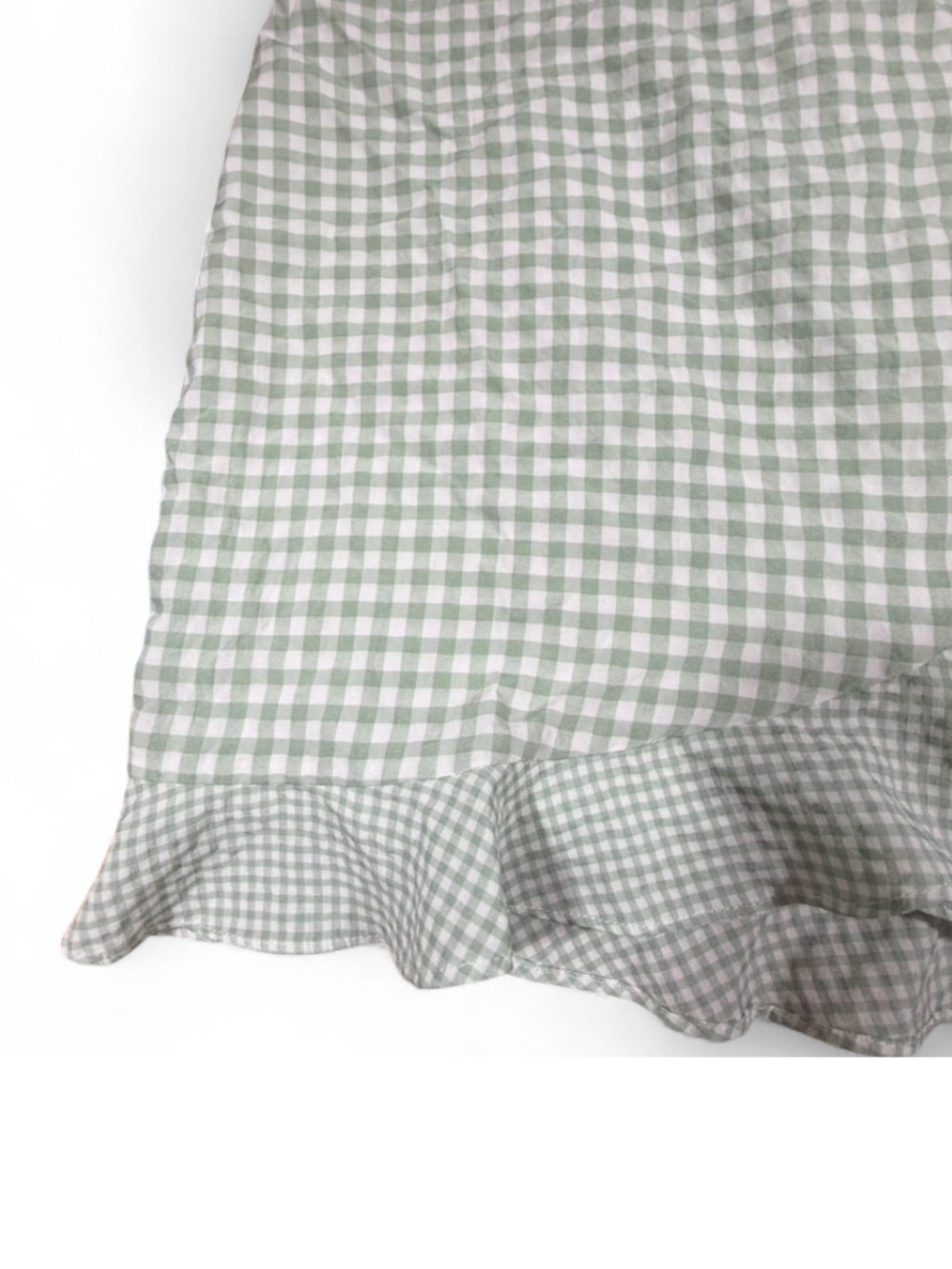 Altar'd State Sage Green Gingham Wrap Skirt Size Small Ruffle Hem Cottagecore - Picture 3 of 6